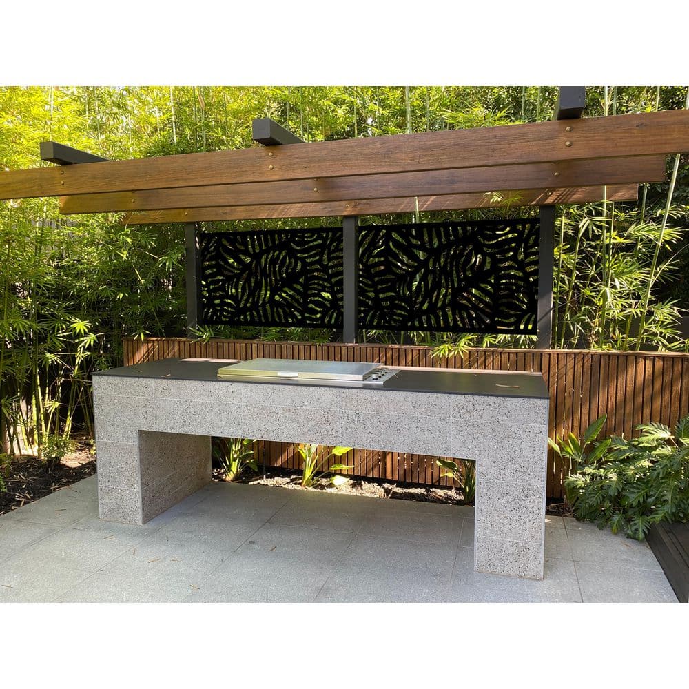 DESIGN VU Bahama 6 ft. x 3 ft. Charcoal Recycled Polymer Decorative Screen Panel, Wall Decor and Privacy Panel