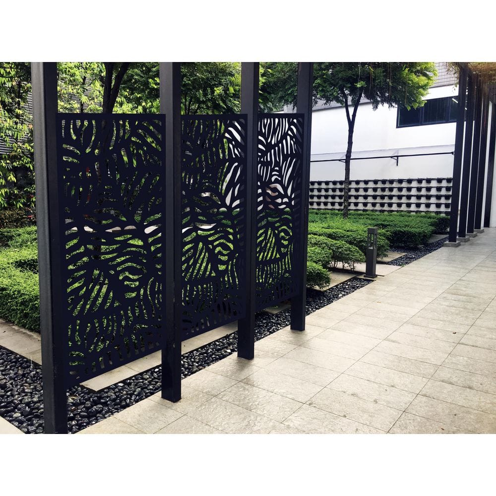 DESIGN VU Bahama 6 ft. x 3 ft. Charcoal Recycled Polymer Decorative Screen Panel, Wall Decor and Privacy Panel