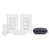 Lutron Caseta Smart Lighting Start Kit with Pico Remote, 2-Dimmer Switches, and Google Home Mini, Charcoal (CASETA-2DIM-GMCHCL)