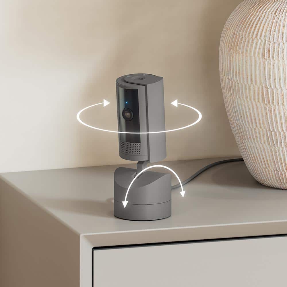Ring Pan-Tilt Indoor Cam Plug-in Security Camera with 360° Horizontal Pan Coverage, Live View and Two-Way Talk, Charcoal