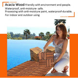 12 in. x 12 in. Square Acacia Wood Interlocking Flooring Tiles Checker Pattern in Brown(Pack of 10 Tiles)