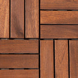 12 in. x 12 in. Square Acacia Wood Interlocking Flooring Tiles Checker Pattern in Brown(Pack of 10 Tiles)