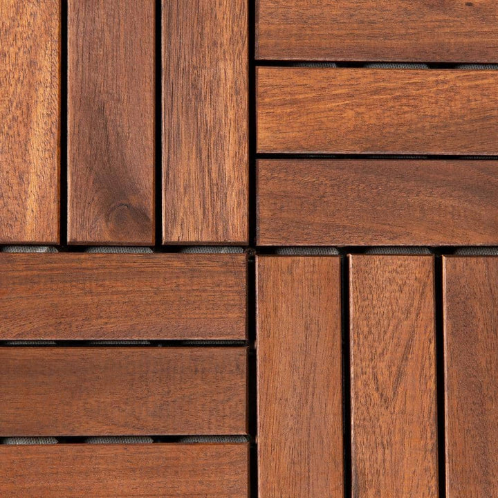 12 in. x 12 in. Square Acacia Wood Interlocking Flooring Tiles Checker Pattern in Brown(Pack of 10 Tiles)