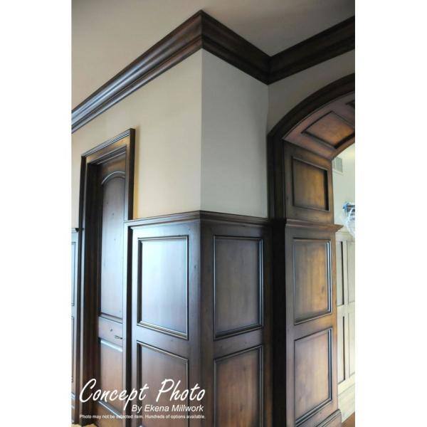Ekena Millwork 3-1/2 in. x 94-1/2 in. x 3-5/8 in. Unfinished Wood Cherry Lanarkshire Carved Crown Moulding