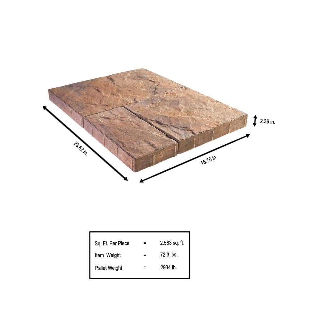 Pavestone Panorama Supra 3-pc 15.75 in. x 15.75 in. x 2.25 in. Chesapeake Blend Concrete Paver (60 Pcs. / 103 Sq. ft. / Pallet)