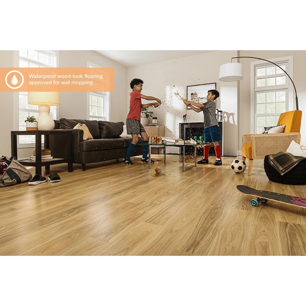 Pergo XP+ Cheshire Bluff Hickory 10 mm T x 6.1 in. W Waterproof Laminate Wood Flooring (20.15 sqft/case)