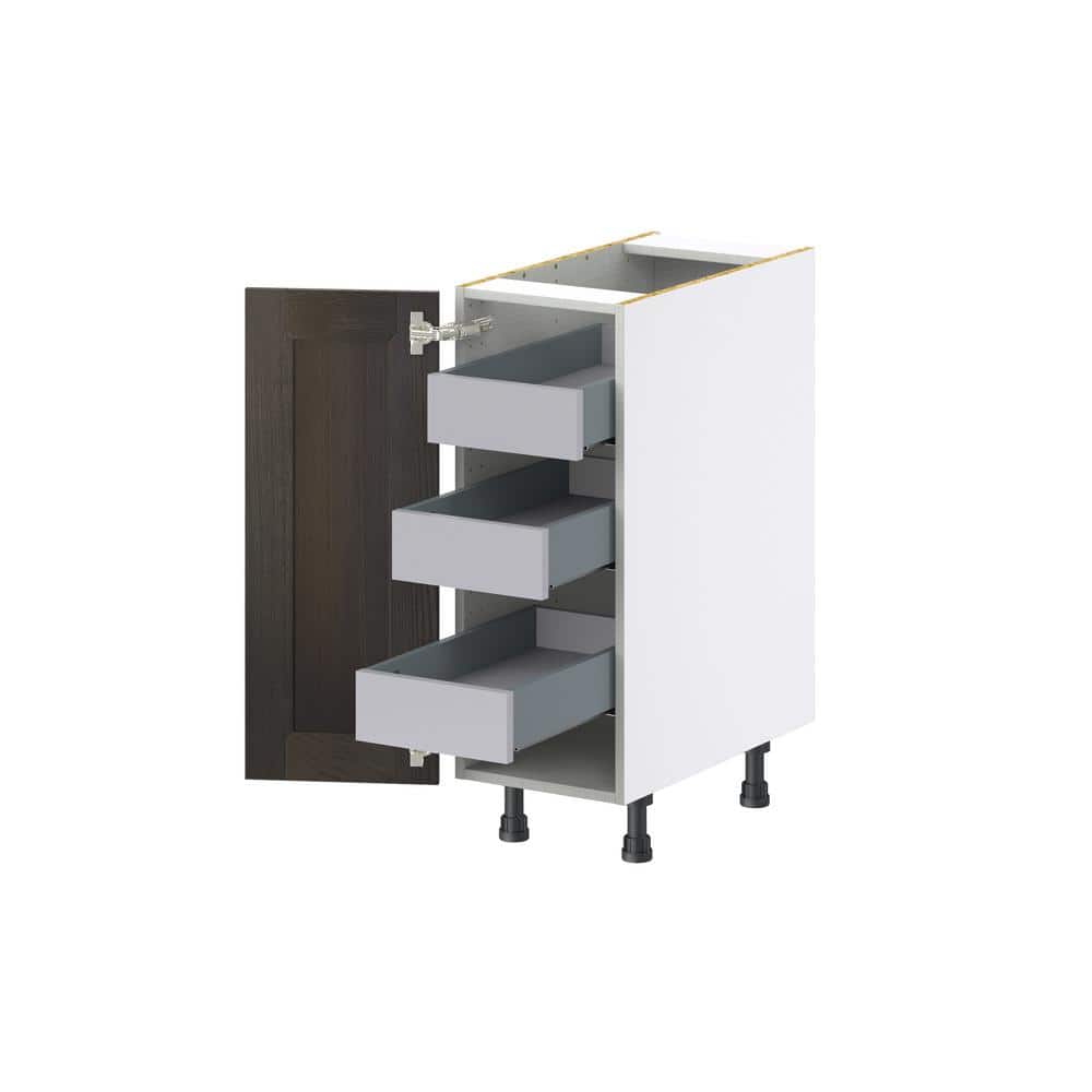 J COLLECTION Lincoln Chestnut Solid Wood Assembled Base Kitchen Cabinet with 3 Inner Drawers (12 in. W X 34.5 in. H X 24 in. D)