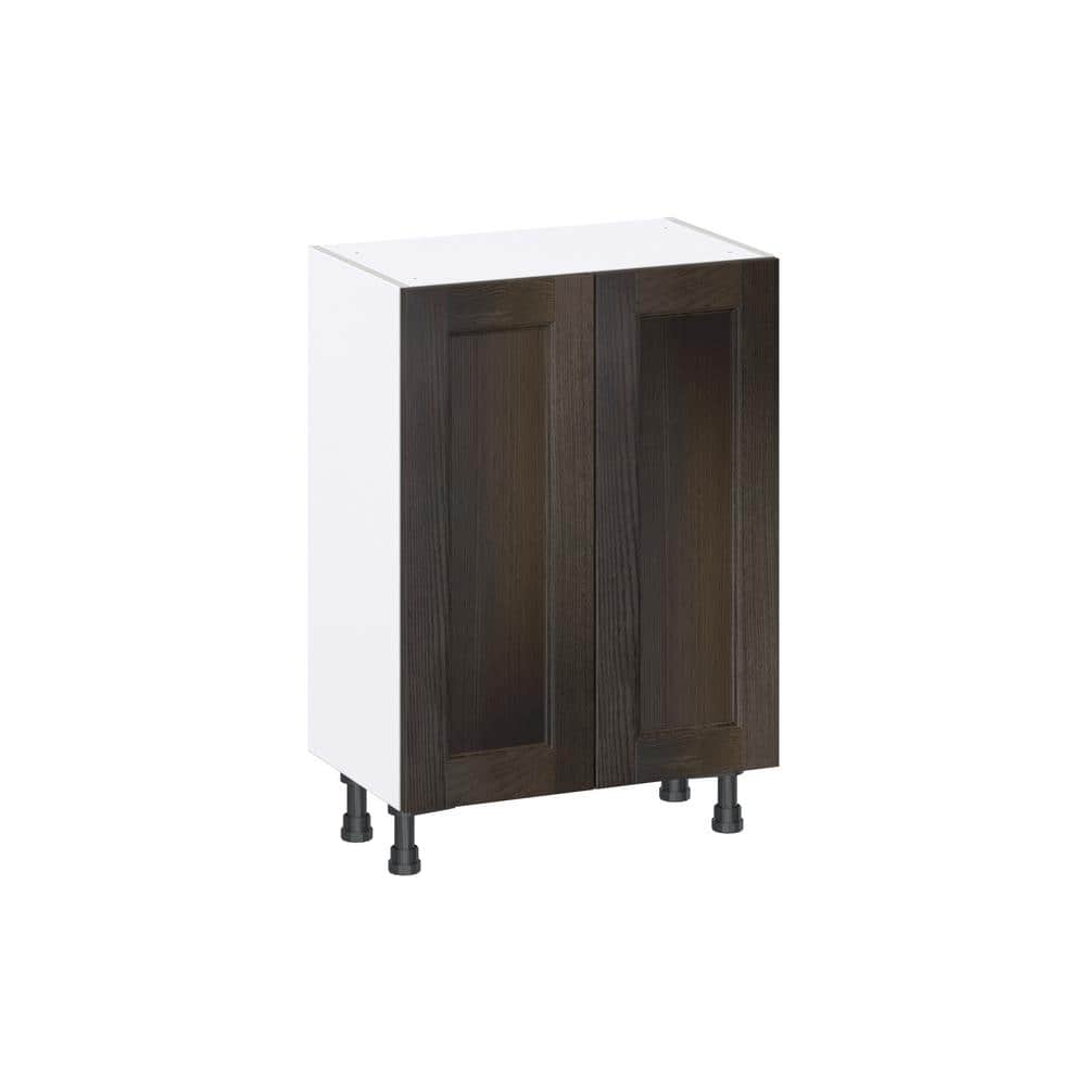 J COLLECTION Lincoln Chestnut Solid Wood Assembled Shallow Base Kitchen Cabinet with 2 Doors (24 in. W x 34.5 in. H x 14 in. D)