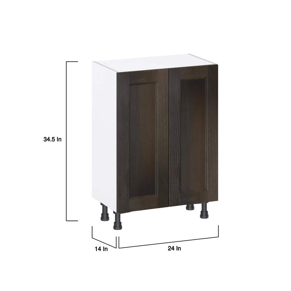 J COLLECTION Lincoln Chestnut Solid Wood Assembled Shallow Base Kitchen Cabinet with 2 Doors (24 in. W x 34.5 in. H x 14 in. D)