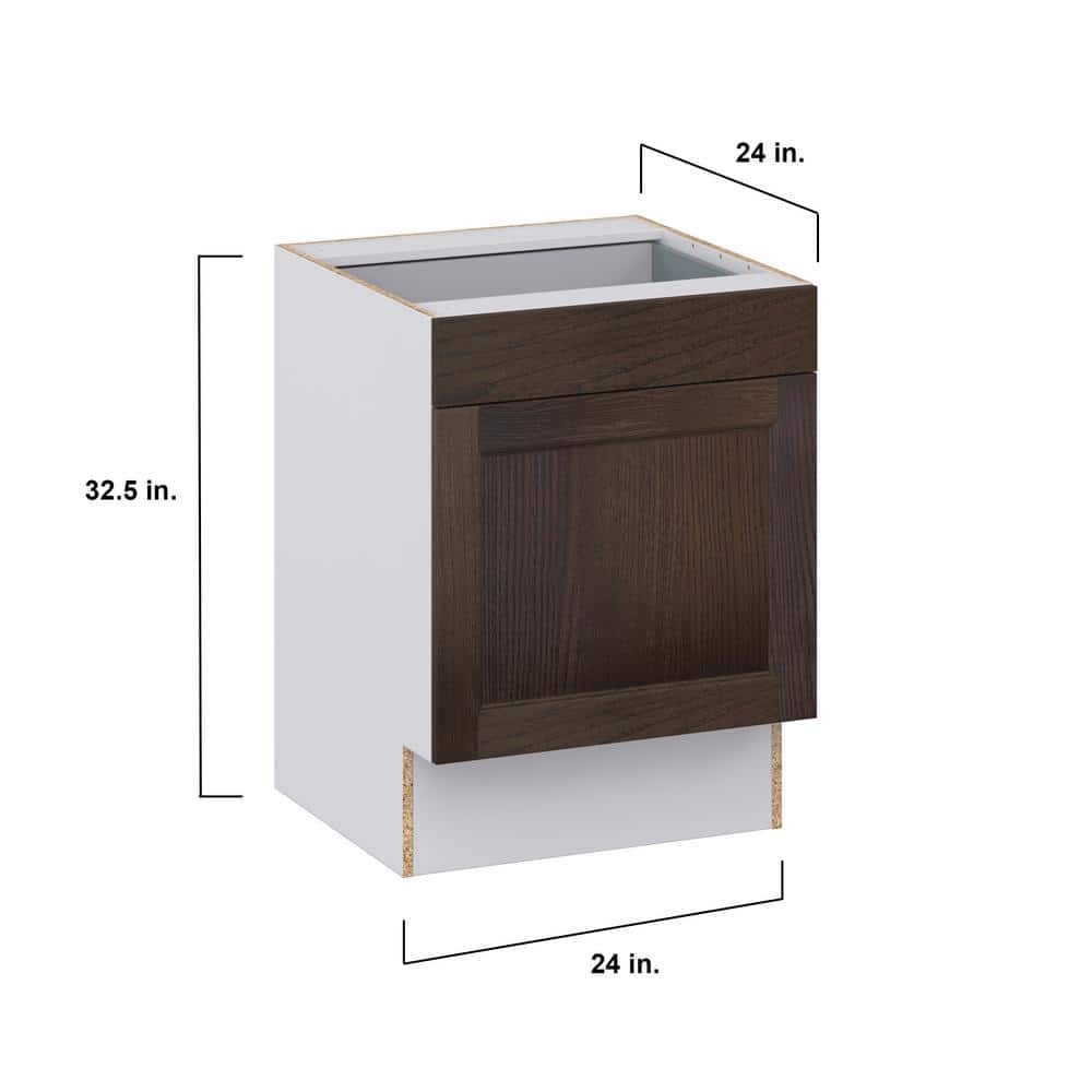 J COLLECTION Lincoln Chestnut Solid Wood Assembled 24 in. W x 32.5 in. H x 23.75 in. D Accessible ADA Base Cabinet with 1 Drawer