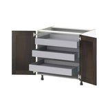 J COLLECTION Lincoln Chestnut Solid Wood Assembled Base Kitchen Cabinet with 3-Inner Drawers (33 in. W x 34.5 in. H x 24 in. D)