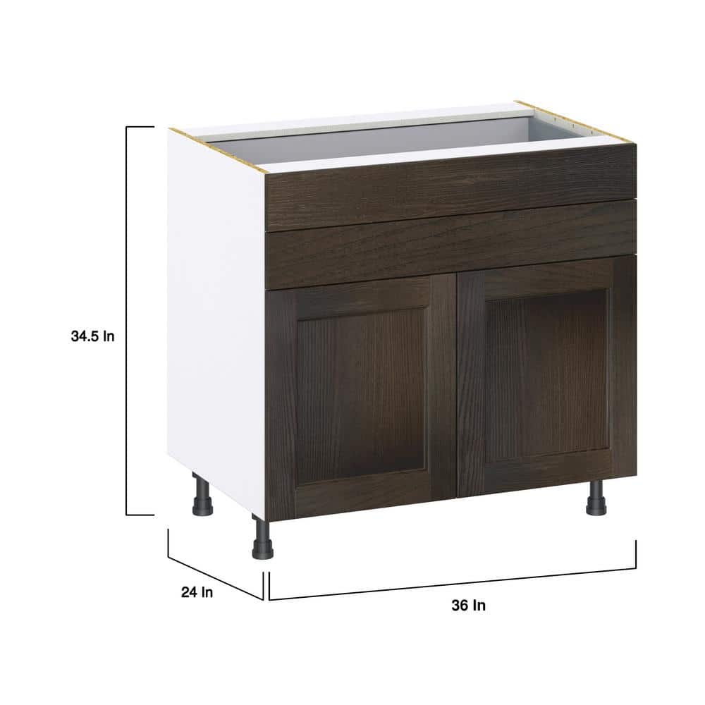 J COLLECTION Lincoln Chestnut Solid Wood Assembled Base Kitchen Cabinet with 2-5 in. Drawers (36 in. W x 34.5 in. H x 24 in. D)