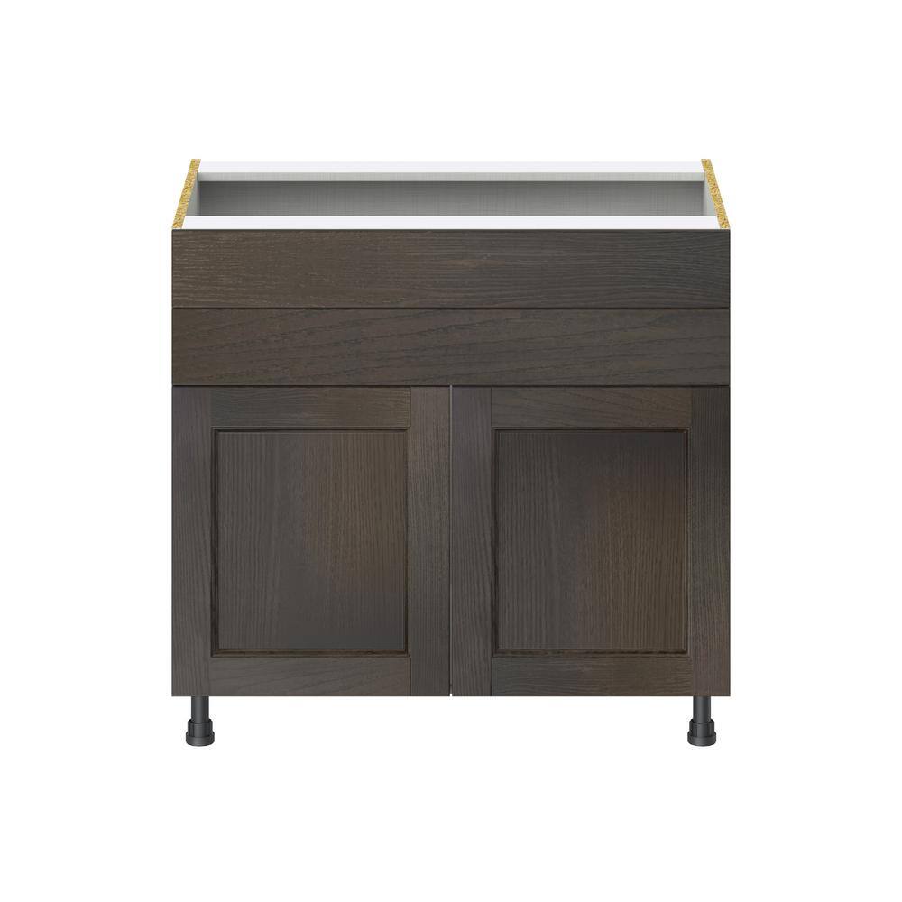 J COLLECTION Lincoln Chestnut Solid Wood Assembled Base Kitchen Cabinet for Cooktop with False Front 36 in.W x 34.5 in. H x 24 in. D