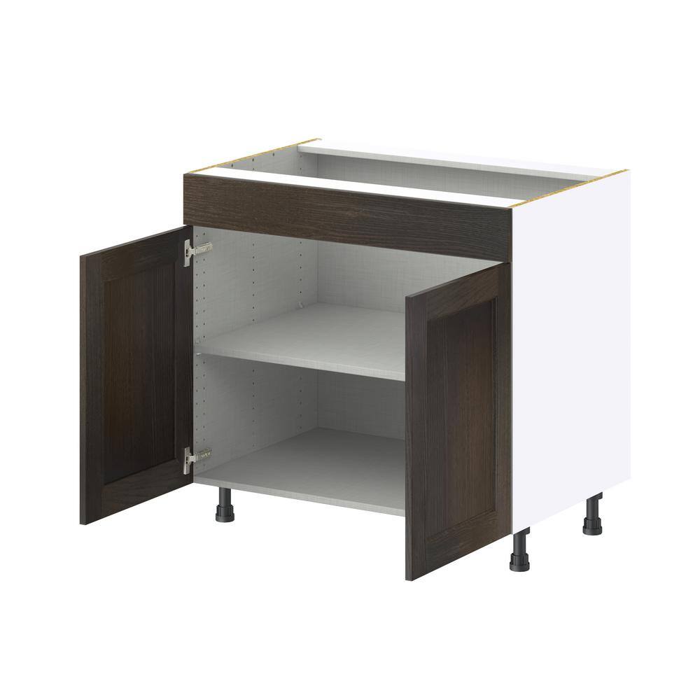 J COLLECTION Lincoln Chestnut Solid Wood Assembled Base Kitchen Cabinet for Cooktop with False Front 36 in.W x 34.5 in. H x 24 in. D