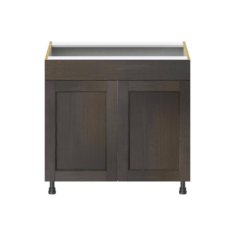 J COLLECTION Lincoln Chestnut Solid Wood Assembled Base Kitchen Cabinet for Cooktop with False Front 36 in.W x 34.5 in. H x 24 in. D
