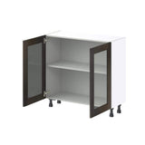 J COLLECTION Lincoln Chestnut Solid Wood Assembled Shallow Base Kitchen Cabinet with Glass Door (36 in. W x 34.5 in. H x 14 in. D)