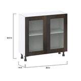 J COLLECTION Lincoln Chestnut Solid Wood Assembled Shallow Base Kitchen Cabinet with Glass Door (36 in. W x 34.5 in. H x 14 in. D)