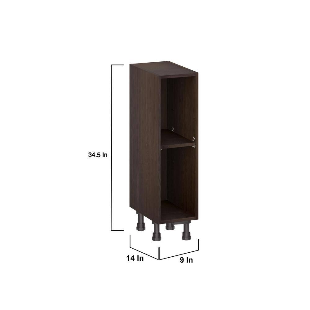 J COLLECTION Lincoln Chestnut Solid Wood Assembled Base Open Kitchen Cabinet (9 in. W X 30 in. H X 14 in. D)