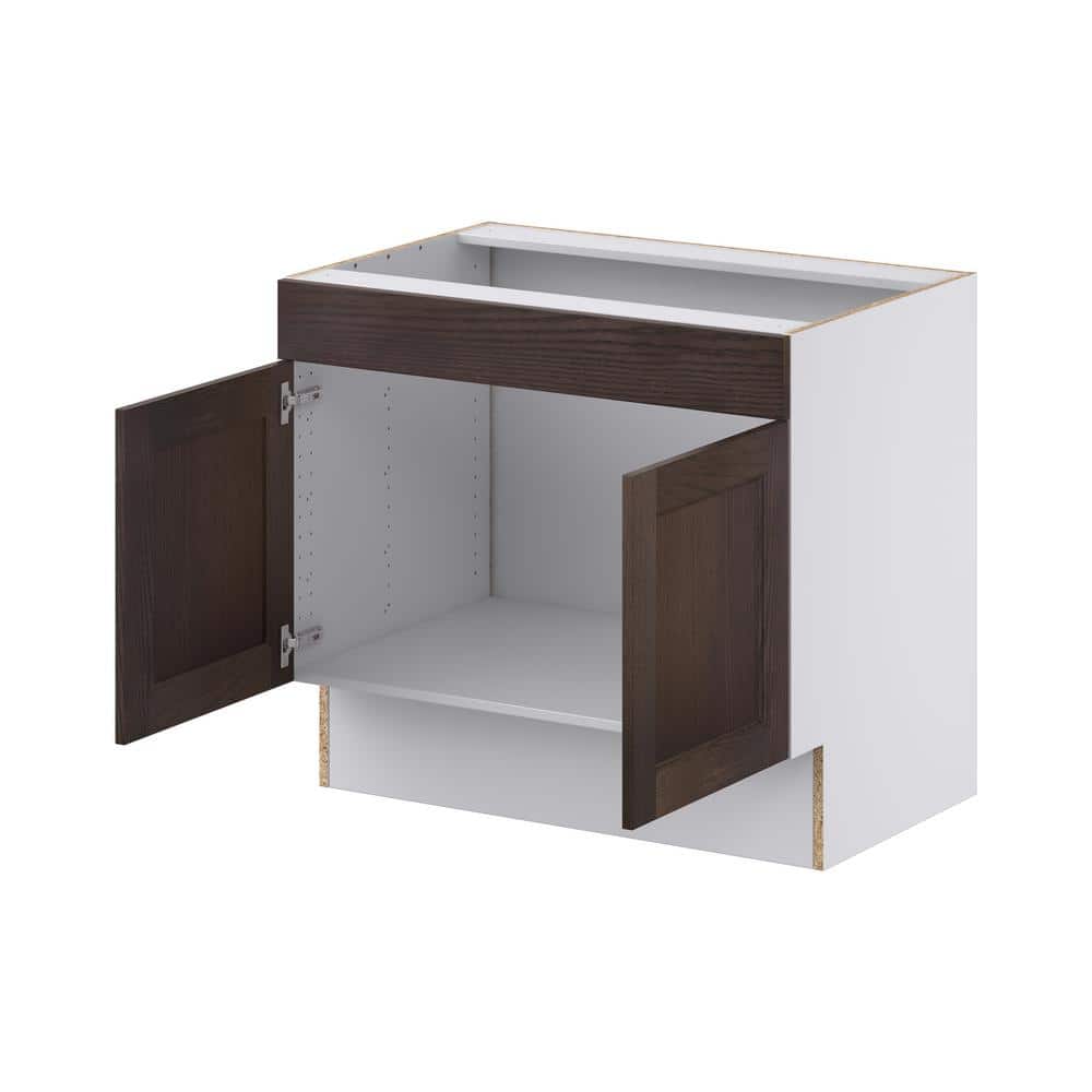 J COLLECTION Lincoln Chestnut Solid Wood Assembled 36 in. W x 32.5 in. H x 23.75 in. D ADA Sink Base With Removable Front Cabinet