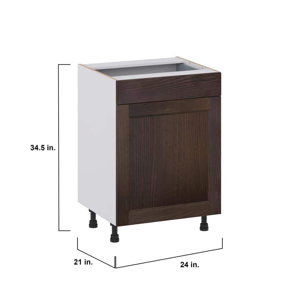 J COLLECTION Lincoln Chestnut Solid Wood Assembled 24 in. W x 34.5 in. H x 21 in. D Vanity Base Cabinet with 1 Drawer