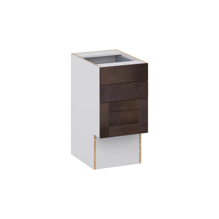 J COLLECTION Lincoln Chestnut Solid Wood Assembled 15 in. W x 30 in. H x 21 in. D Vanity ADA Drawer Base Cabinet with 3 Drawers