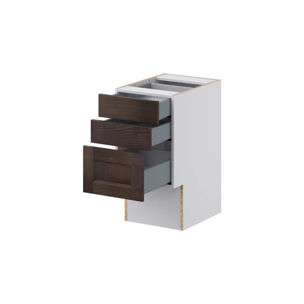 J COLLECTION Lincoln Chestnut Solid Wood Assembled 15 in. W x 30 in. H x 21 in. D Vanity ADA Drawer Base Cabinet with 3 Drawers