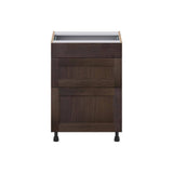 J COLLECTION Lincoln Chestnut Solid Wood Assembled 24 in. W x 34.5 in. H x 21 in. D Vanity Drawer Base Cabinet with 3Drawers