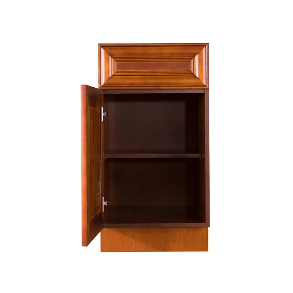 LIFEART CABINETRY Cambridge Assembled 12x34.5x24 in. Base Cabinet with 1 Door and 1 Drawer in Chestnut