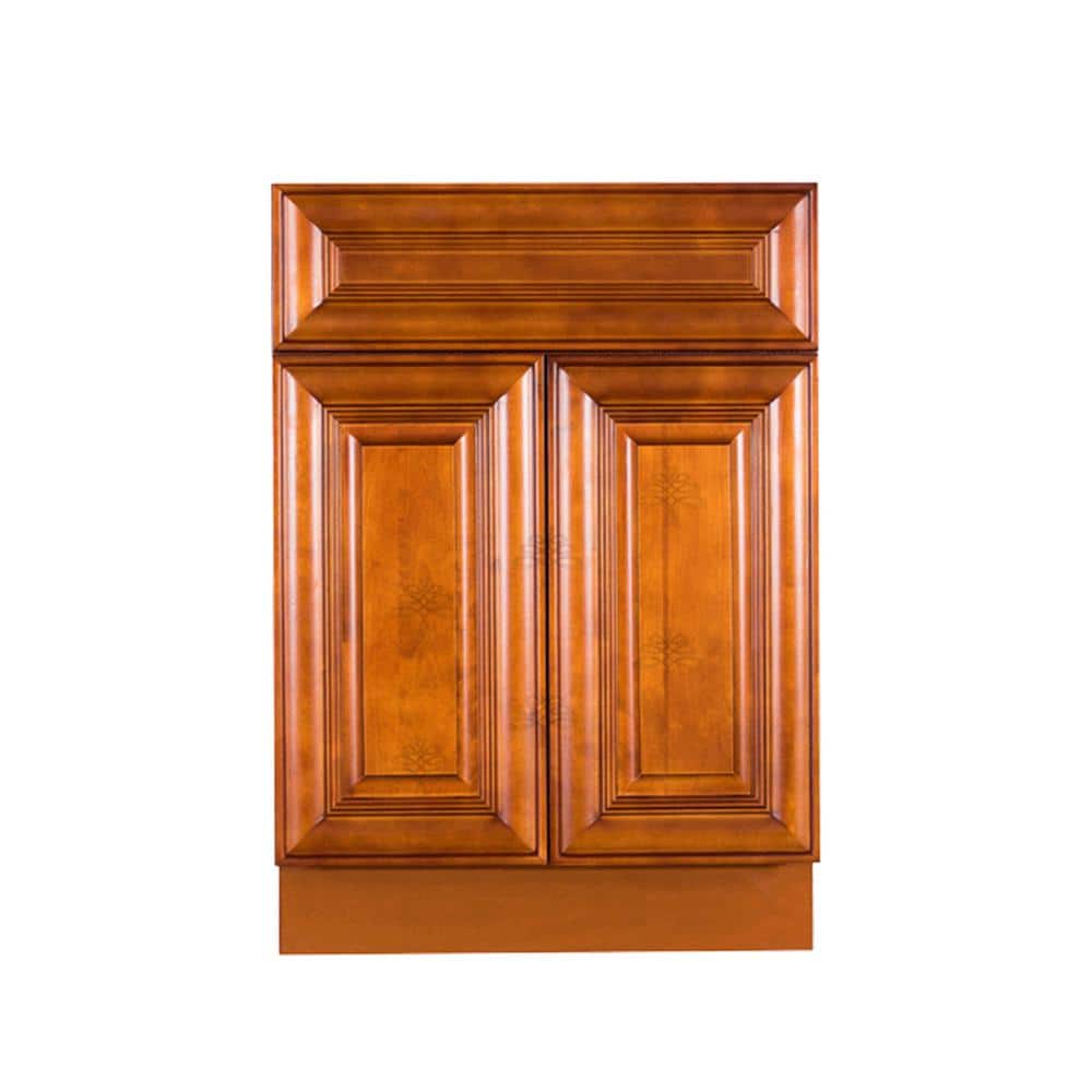 LIFEART CABINETRY Cambridge Assembled 24x34.5x24 in. Base Cabinet with 2 Doors and 1 Drawer in Chestnut