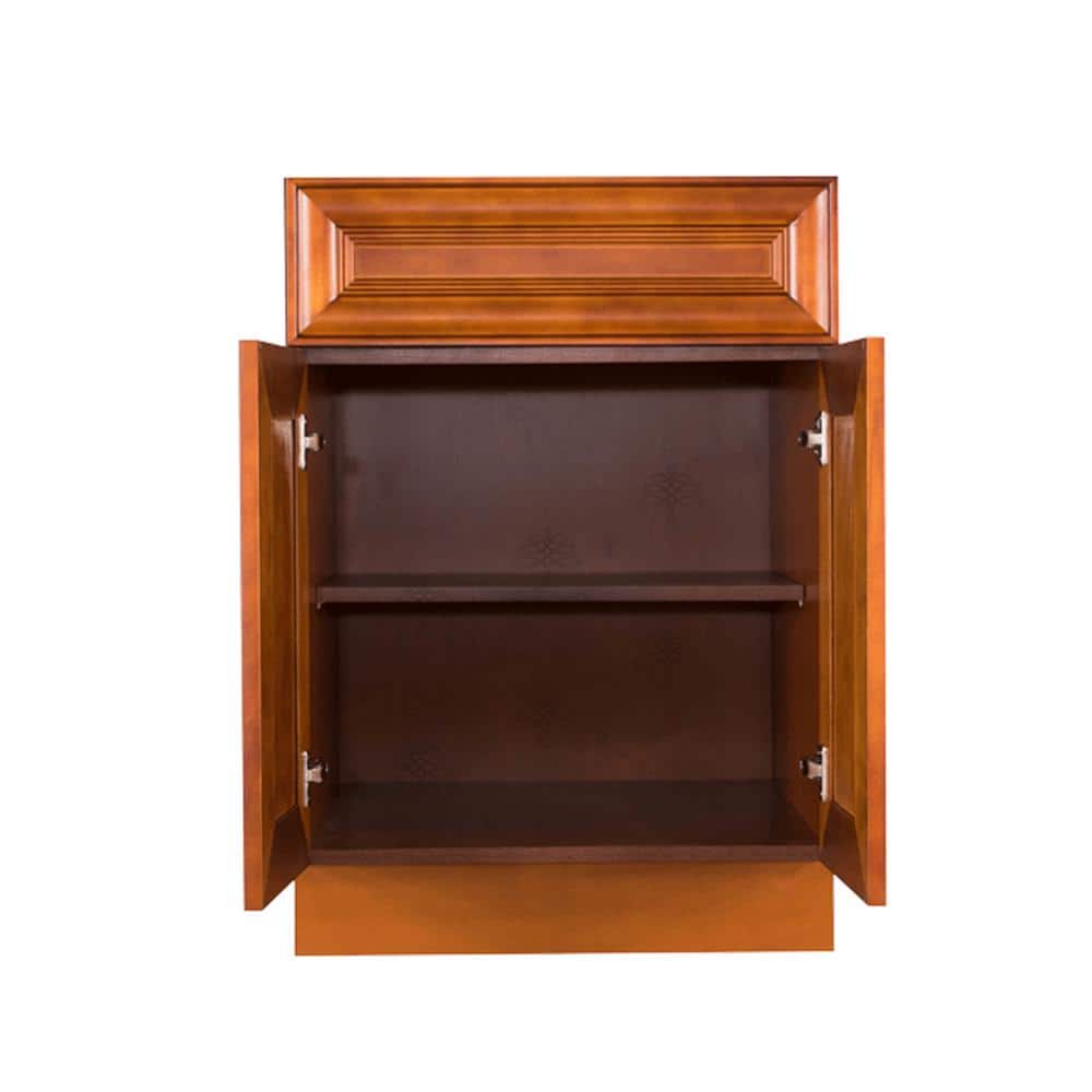 LIFEART CABINETRY Cambridge Assembled 24x34.5x24 in. Base Cabinet with 2 Doors and 1 Drawer in Chestnut