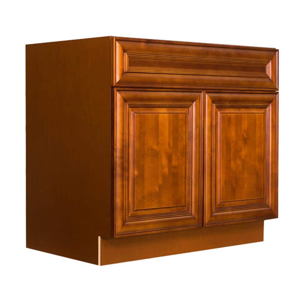 LIFEART CABINETRY Cambridge Assembled 36x34.5x24 in. Base Cabinet with 2 Doors and 1 Drawer in Chestnut