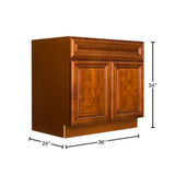 LIFEART CABINETRY Cambridge Assembled 36x34.5x24 in. Base Cabinet with 2 Doors and 1 Drawer in Chestnut