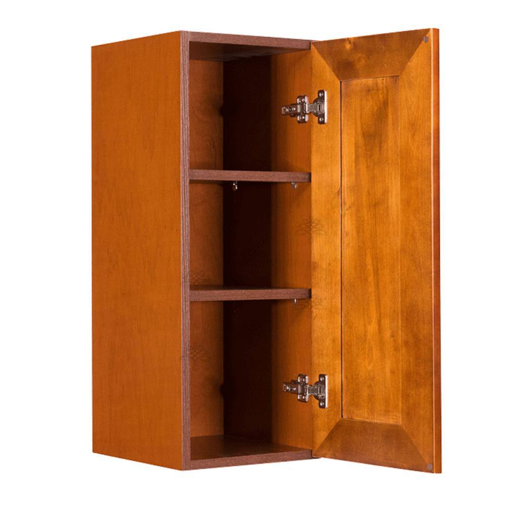 LIFEART CABINETRY Cambridge Assembled 21x36x12 in. Wall Cabinet with 1 Door 2 Shelves in Chestnut