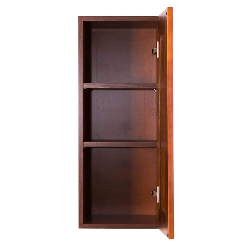 LIFEART CABINETRY Cambridge Assembled 21x36x12 in. Wall Cabinet with 1 Door 2 Shelves in Chestnut