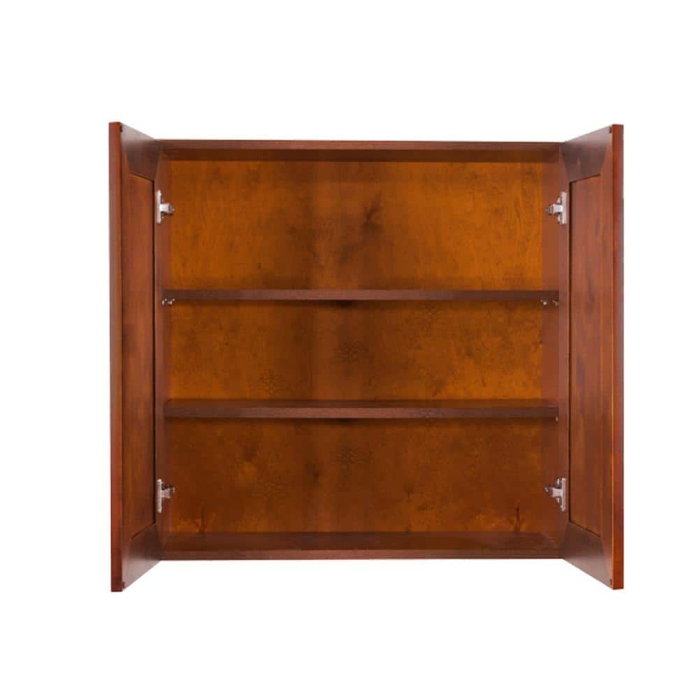 LIFEART CABINETRY Cambridge Assembled 27x30x12 in. Wall Cabinet with 2 Doors 2 Shelves in Chestnut