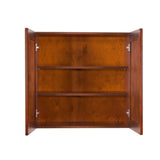 LIFEART CABINETRY Cambridge Assembled 27x30x12 in. Wall Cabinet with 2 Doors 2 Shelves in Chestnut