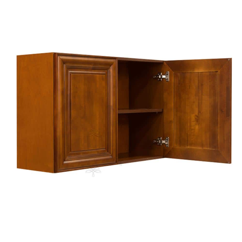 LIFEART CABINETRY Cambridge Assembled 30x24x12 in. Wall Cabinet with 2 Doors 1 Shelf in Chestnut