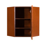 LIFEART CABINETRY Cambridge Assembled 24 in. x 30 in. x 12 in. Wall Diagonal Corner Cabinet with 1-Door 2-Shelves in Chestnut
