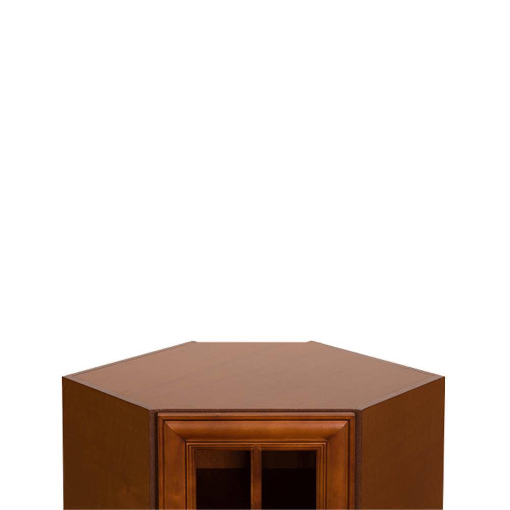 LIFEART CABINETRY Cambridge Assembled 24 in. x 36 in. x 12 in. Wall Diagonal Mullion-Door Cabinet with 1-Door 2-Shelves in Chestnut