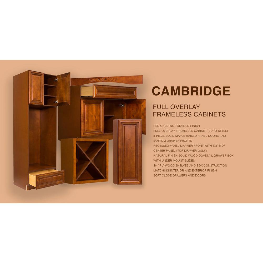 LIFEART CABINETRY Cambridge Assembled 24 in. x 42 in. x 12 in. Wall Diagonal Mullion-Door Cabinet with 1-Door 3-Shelves in Chestnut