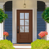Steves & Sons Regency 36 in. x 80 in. 3/4-6 Lite Clear Glass RHIS Chestnut Stain Mahogany Fiberglass Prehung Front Door