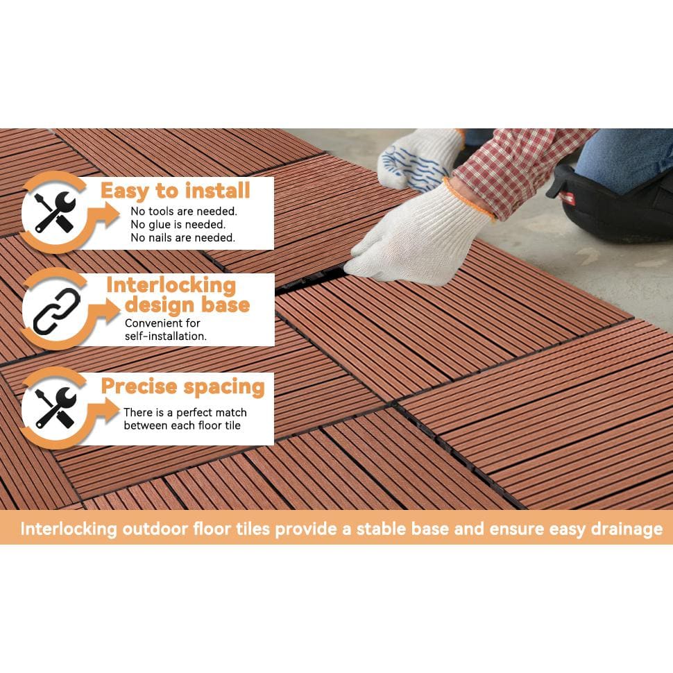 WRIGHTMASTER 0.98ft. x 0.98ft. Quick Deck Wood & Plastic Composite Interlocking Deck Tile in Chestnut (19 sq. ft. per Box)
