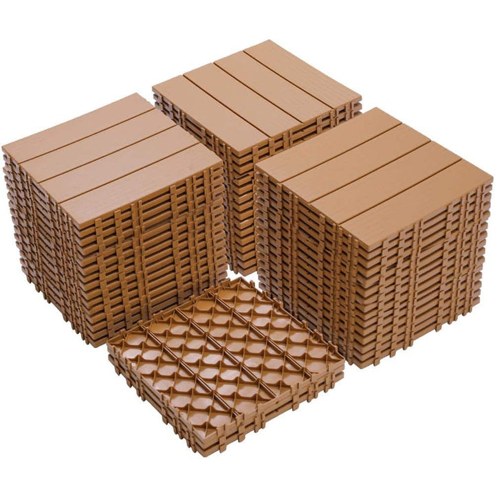 WRIGHTMASTER 0.98ft. x 0.98ft. Quick Deck Wood & Plastic Composite Interlocking Deck Tile in Chestnut (19 sq. ft. per Box)