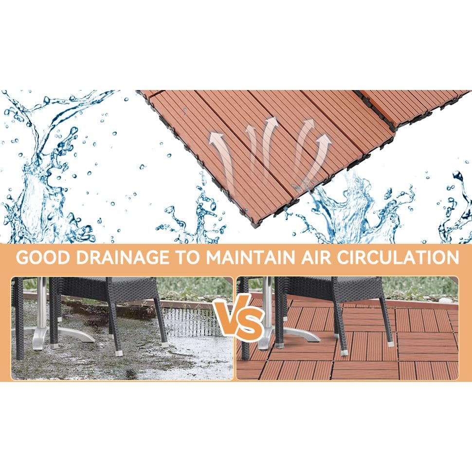 WRIGHTMASTER 0.98ft. x 0.98ft. Quick Deck Wood & Plastic Composite Interlocking Deck Tile in Chestnut (19 sq. ft. per Box)