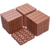 WRIGHTMASTER 0.98 ft. x 0.98 ft. Quick Deck PVC Plastic Interlocking Deck Tile in Chestnut (42 sq. ft. Per Box)