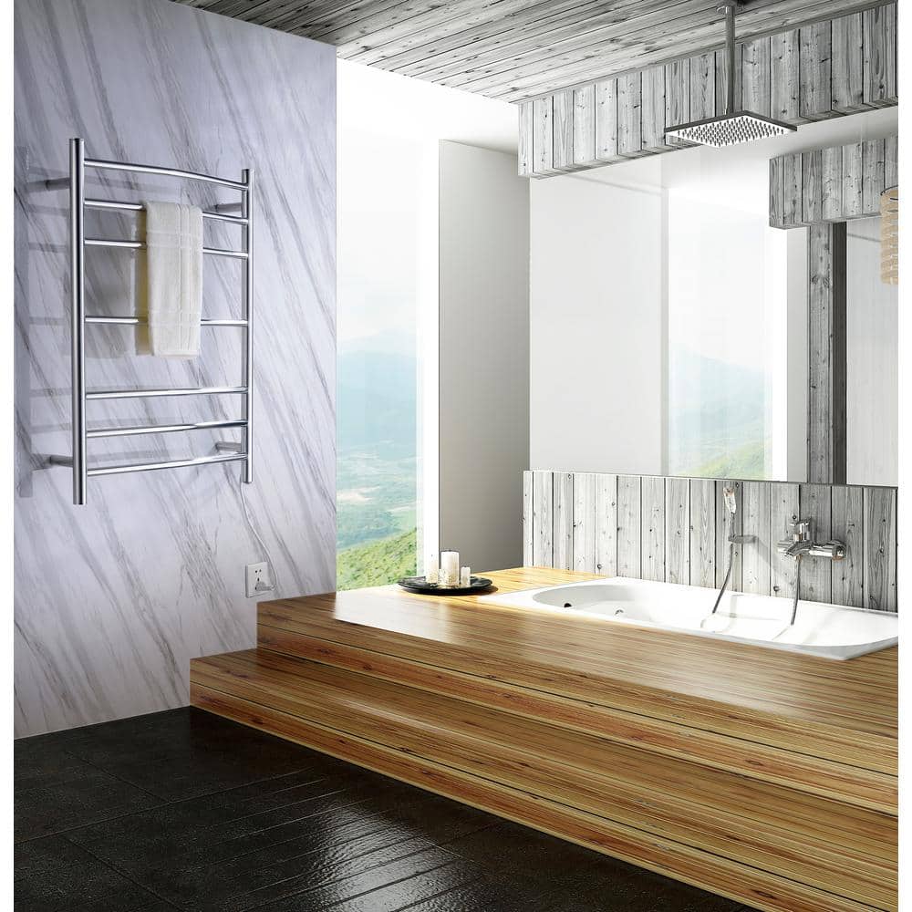 ANZZI Gown 7-Bar Electric Towel Warmer in Polished Chrome, 31.5 x 23.6 in