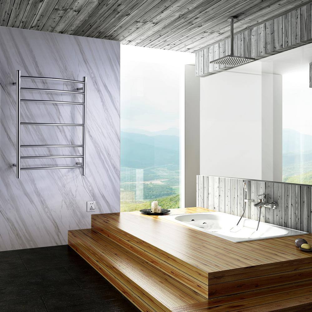 ANZZI Gown 7-Bar Electric Towel Warmer in Polished Chrome, 31.5 x 23.6 in