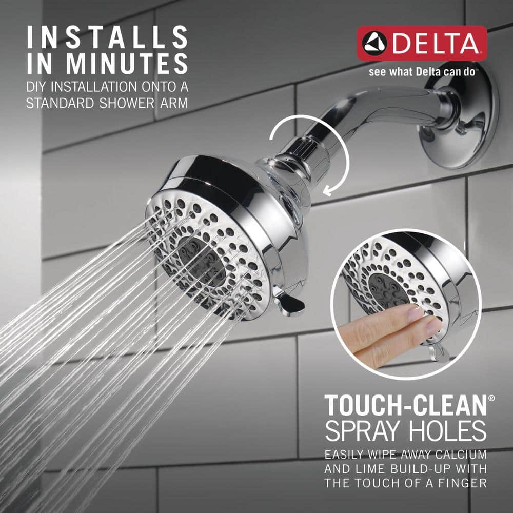 Delta Foundations 3-Spray 3-5/8 in. Wall-Mount Fixed Shower Head in Chrome