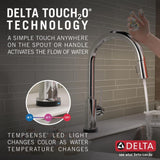 Delta Trinsic Touch2O Single-Handle Pull-Down Kitchen Faucet, Deck Mount, Chrome, 16.19 in Height