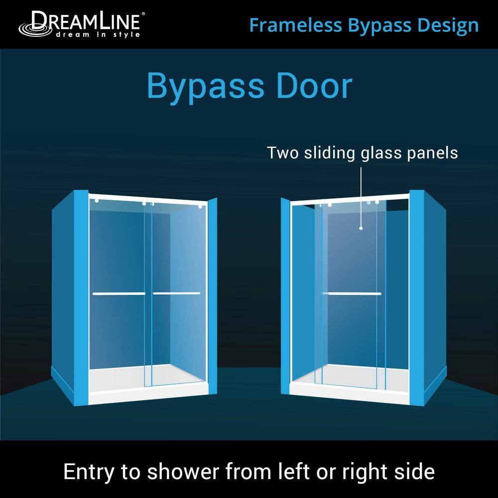 Charisma 36 in. x 60 in. x 78.75 in. Semi-Frameless Sliding Shower Door in Chrome with Center Drain White Acrylic Base